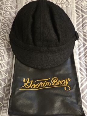 Goorin Bros Black Wool Newsboy Cap Sz XL NWT